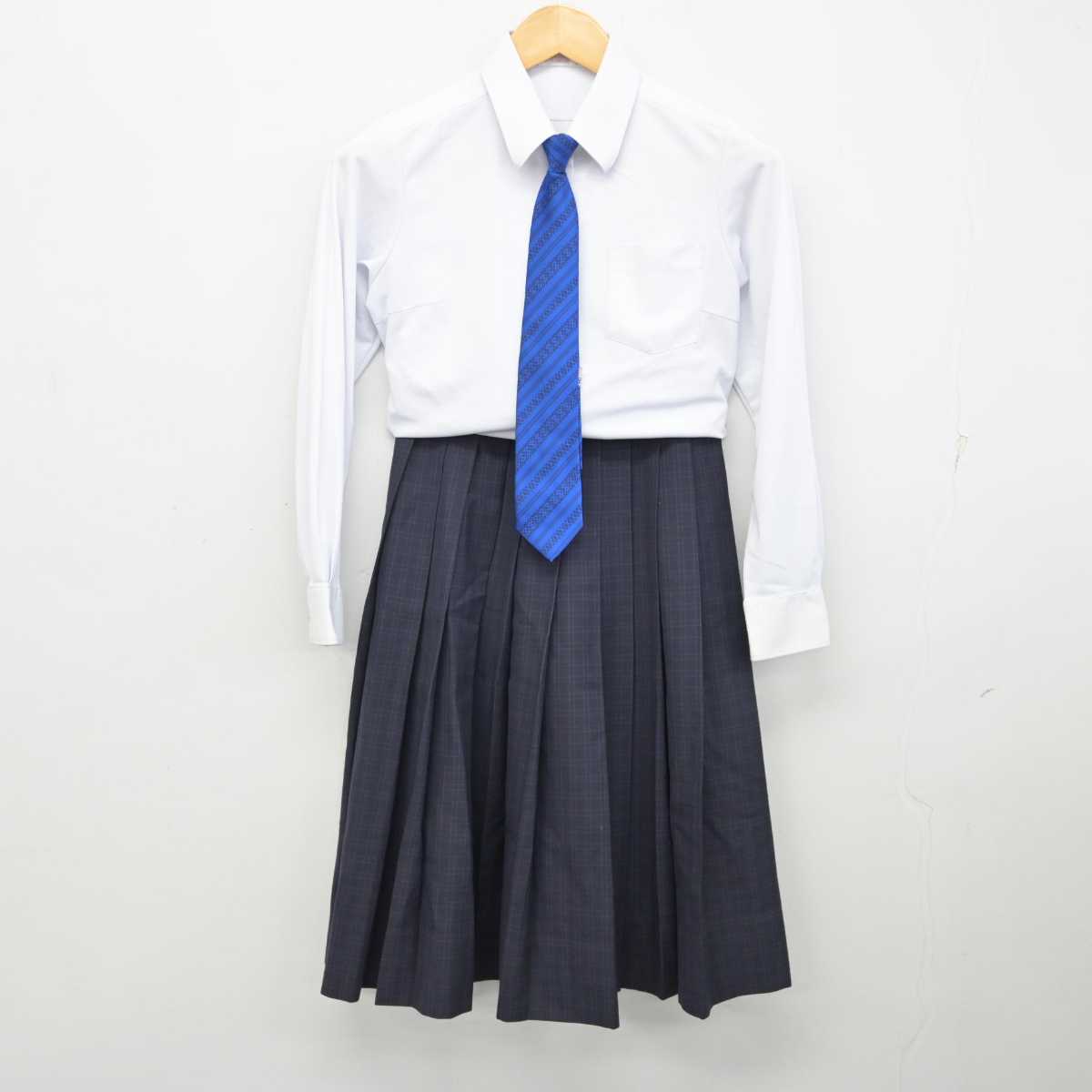 【中古】福岡県 福岡市内中学校標準服 女子制服 4点 (ブレザー・シャツ・スカート) sf074205