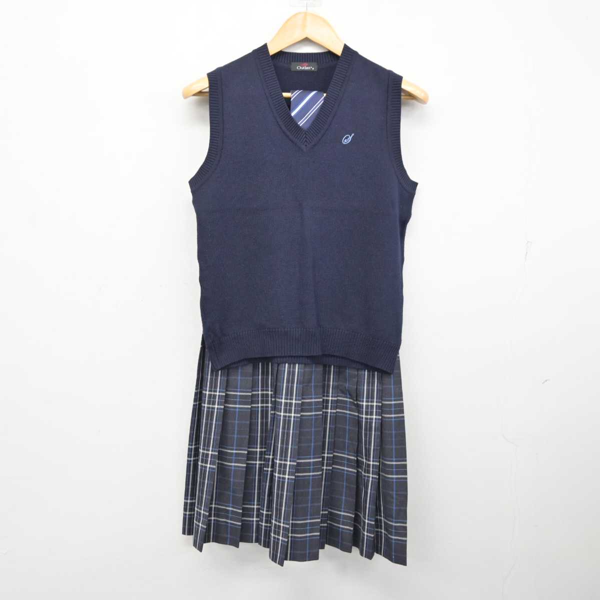 【中古】北海道 札幌市立栄中学校　 女子制服 4点 (ブレザー・ニットベスト・スカート) sf074207