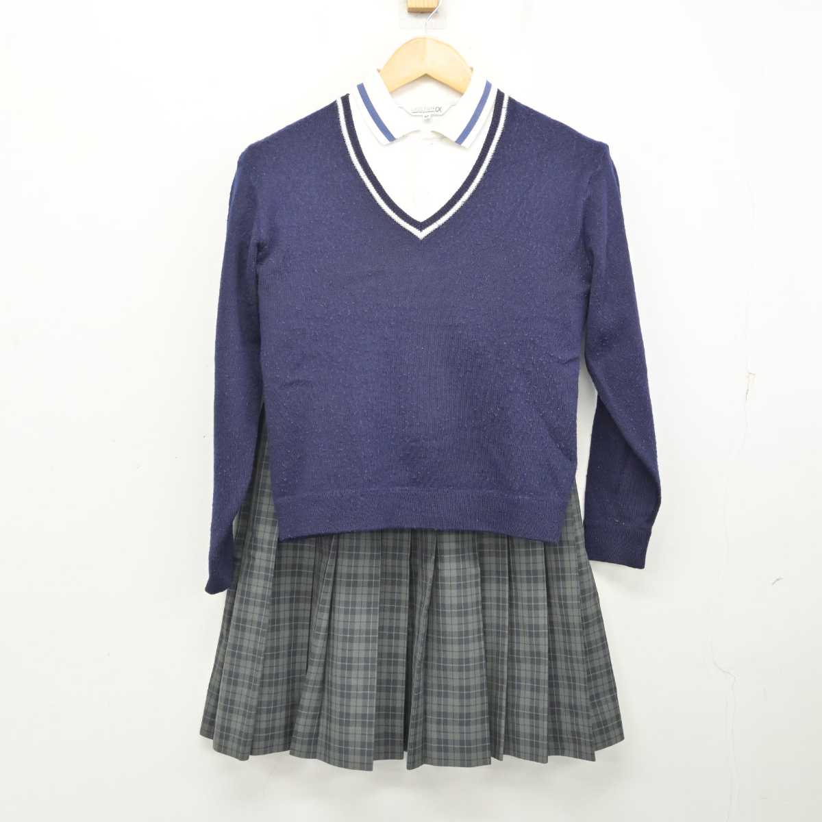 【中古】大阪府 大東市立深野中学校 女子制服 5点 (ブレザー・ニット・シャツ・スカート) sf074208