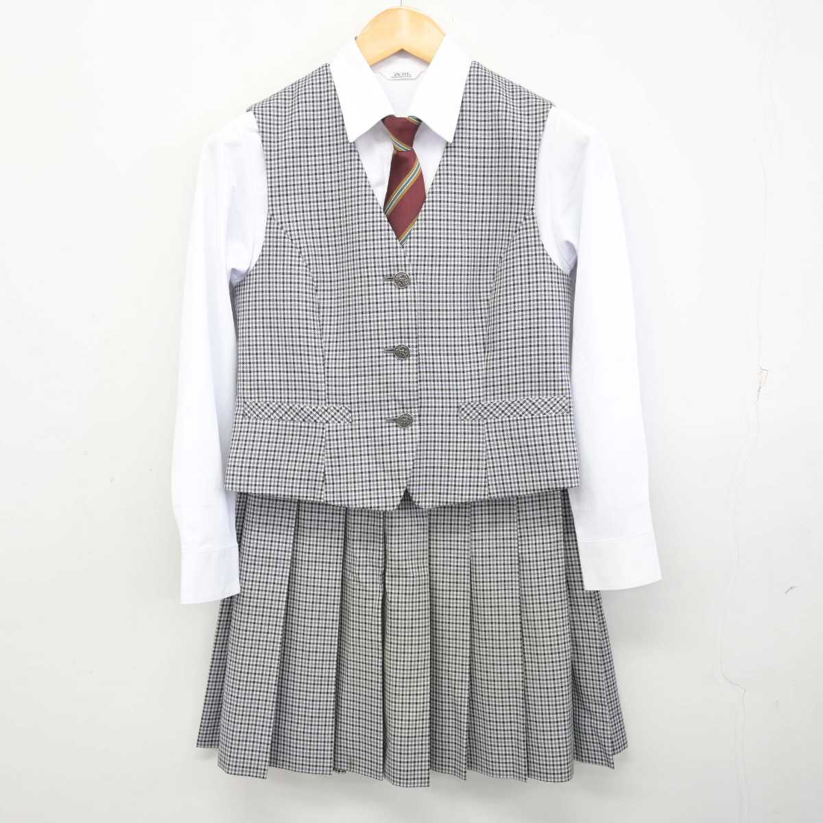 【中古】静岡県 桐陽高等学校 女子制服 5点 (ブレザー・ベスト・シャツ・スカート) sf074215