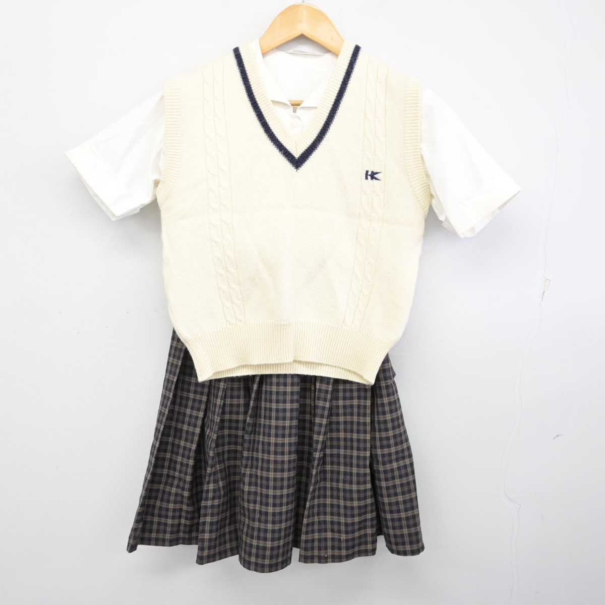 【中古】大阪府 生野高等学校 女子制服 3点 (ニットベスト・セーラー服・スカート) sf074233