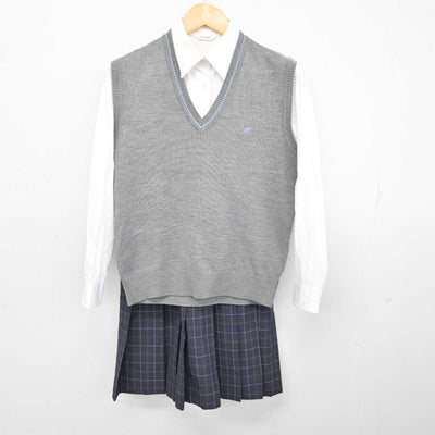 【中古】千葉県 日出学園中学校・高等学校 女子制服 3点 (ニットベスト・シャツ・スカート) sf074242