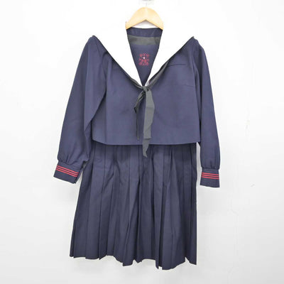 【中古】大阪府 プール学院中学校・高等学校 女子制服 4点 (ニット・セーラー服・スカート) sf074246