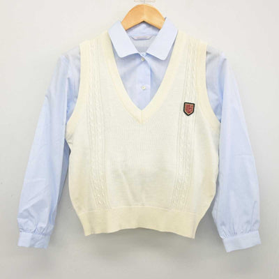 【中古】佐賀県 鳥栖商業高等学校 女子制服 2点 (ニットベスト・シャツ) sf074280