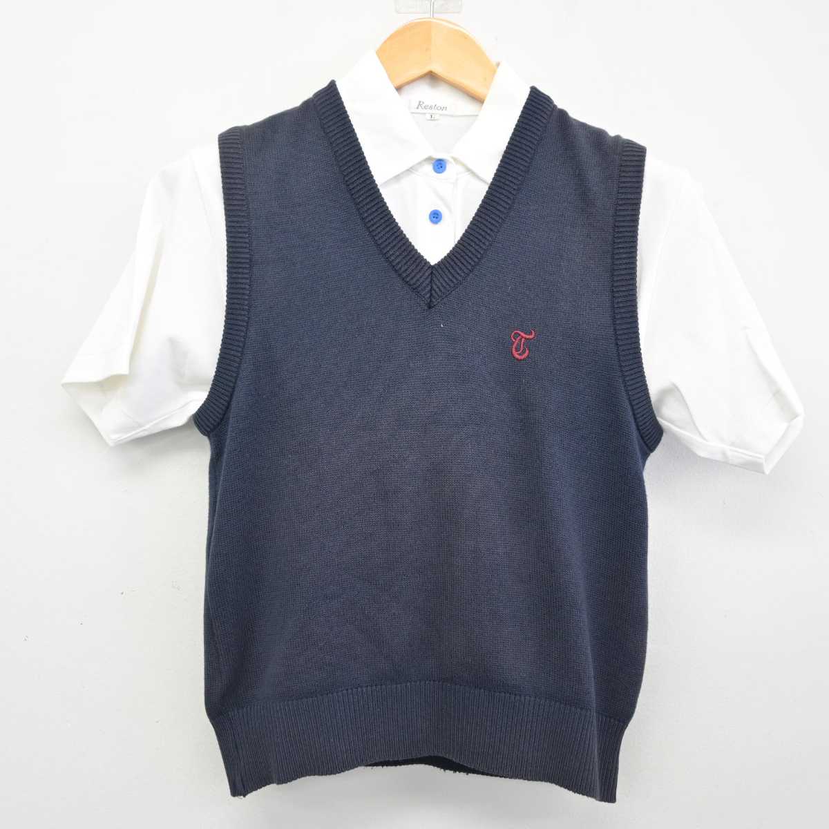 【中古】東京都 東京高等学校 女子制服 2点 (ニットベスト・シャツ) sf074323