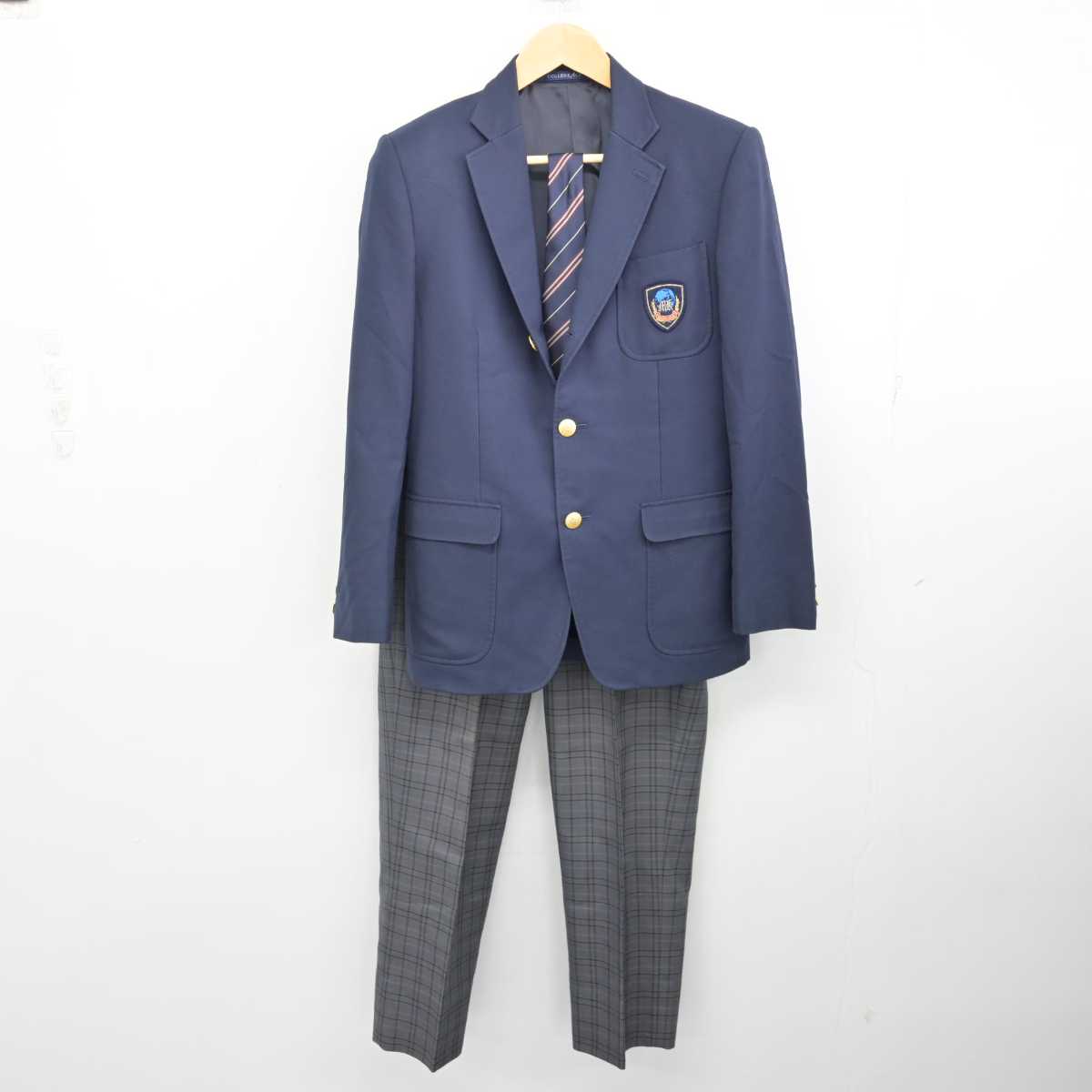 【中古】千葉県 松戸国際高等学校 男子制服 3点 (ブレザー・ズボン) sf074353