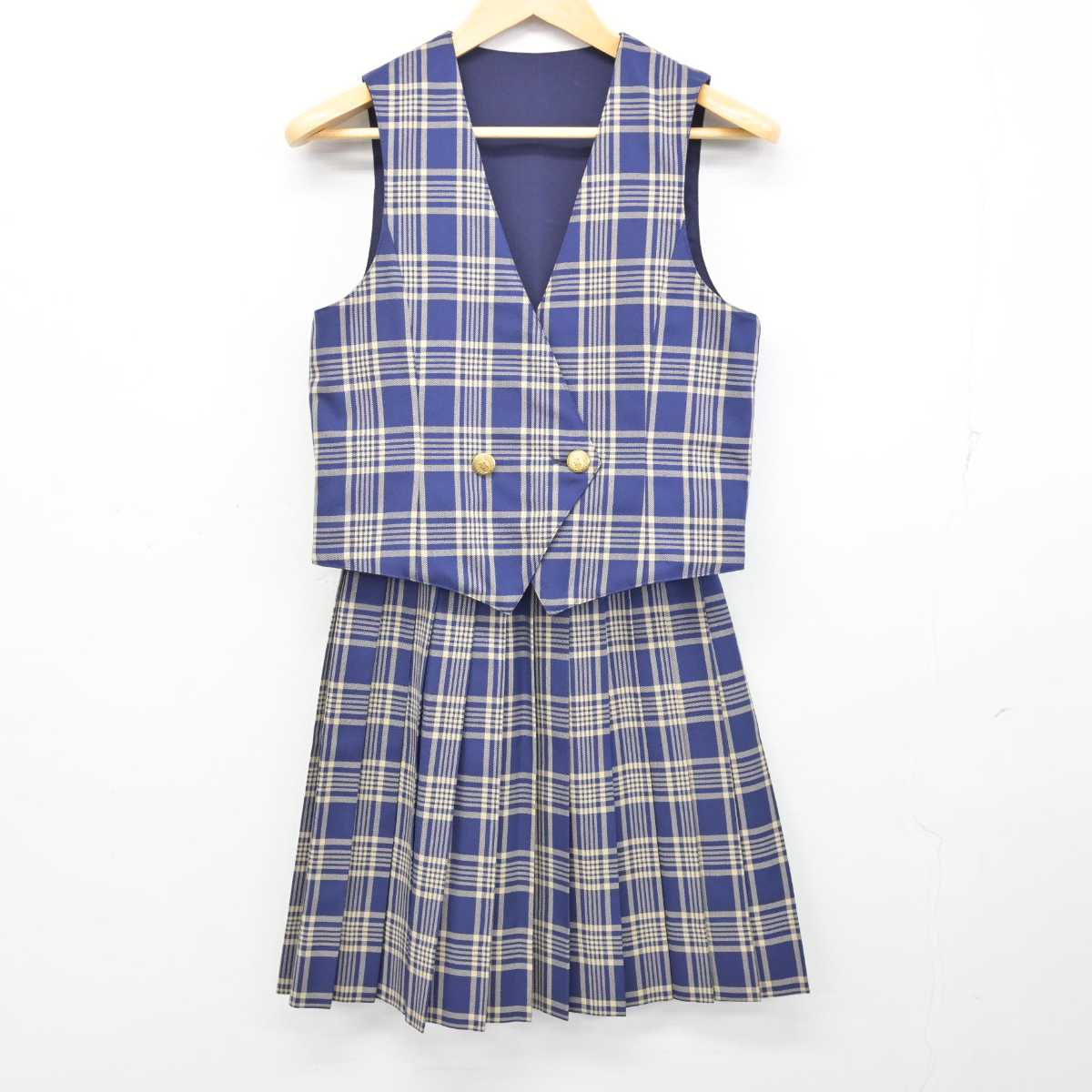 【中古】埼玉県 山村学園高等学校 女子制服 2点 (ベスト・スカート) sf074373