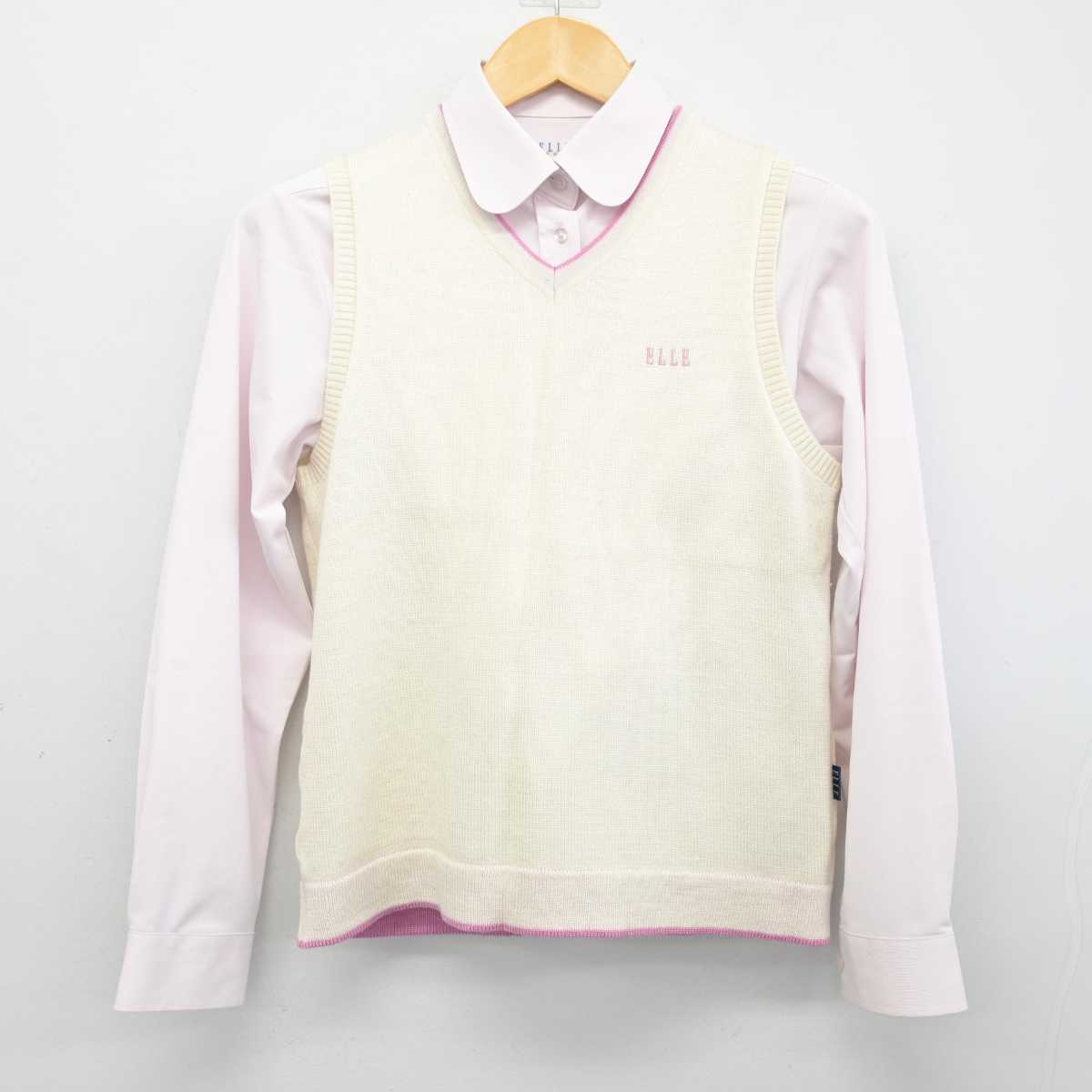 【中古】三重県 伊勢学園高等学校 女子制服 2点 (ニットベスト・シャツ) sf074379