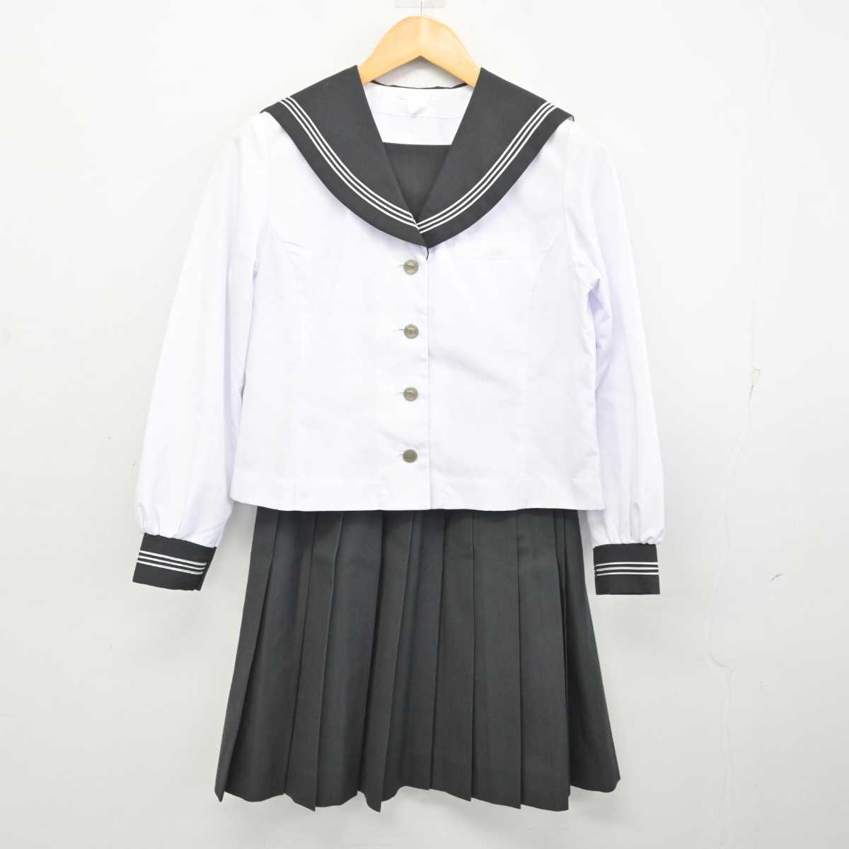 【中古】静岡県 三島北高等学校 女子制服 4点 (セーラー服・スカート) sf074393