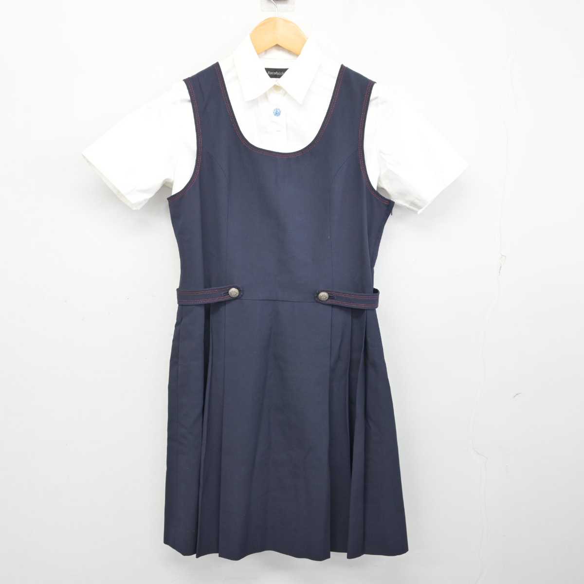 【中古】広島県 広島女学院中学高等学校 女子制服 2点 (シャツ・ジャンパースカート) sf074402