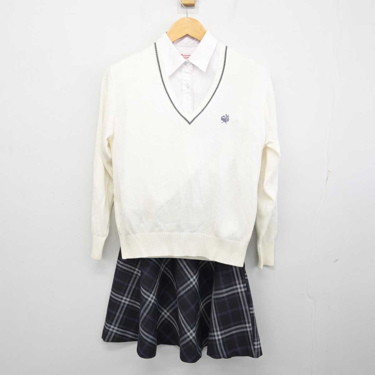 【中古】東京都 武蔵野大学附属千代田高等学院 女子制服 3点 (ニット・シャツ・スカート) sf074413