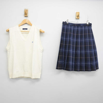 【中古】新潟県 国際情報高等学校 女子制服 2点 (ニットベスト・スカート) sf074448