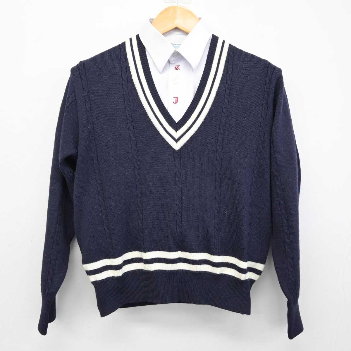 【中古】岡山県 旭東中学校 男子制服 2点 (ニット・シャツ) sf074452