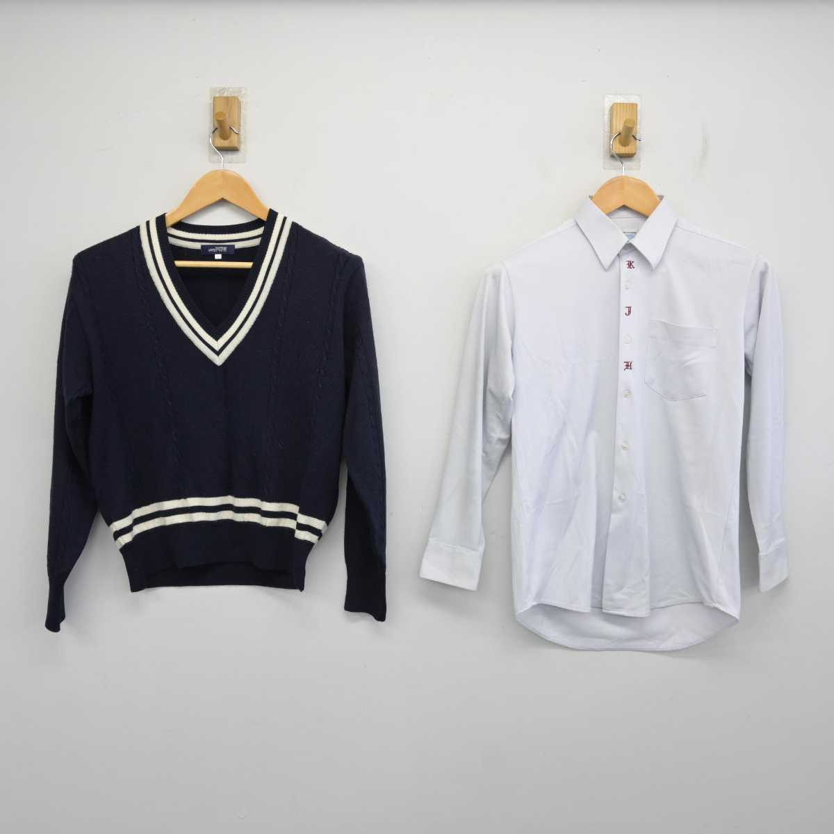 【中古】岡山県 旭東中学校 男子制服 2点 (ニット・シャツ) sf074452