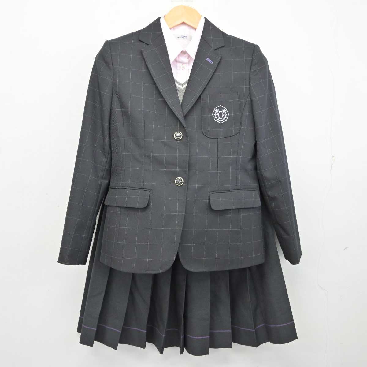 【中古】大阪府 宣真高等学校 女子制服 4点 (ブレザー・ニット・シャツ・スカート) sf074461