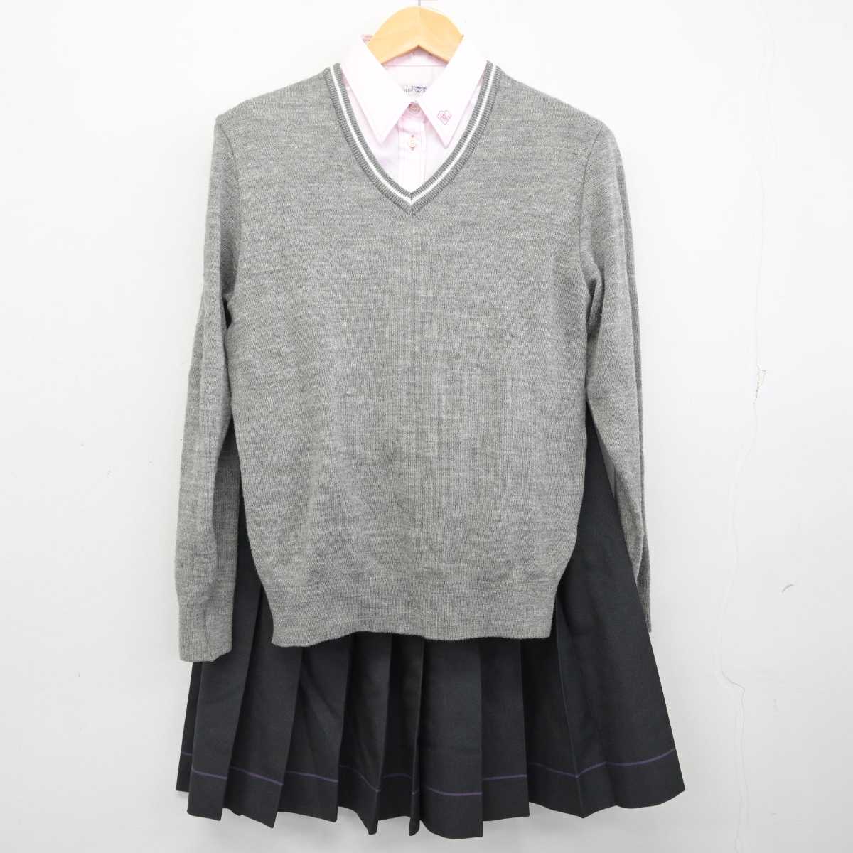 【中古】大阪府 宣真高等学校 女子制服 4点 (ブレザー・ニット・シャツ・スカート) sf074461