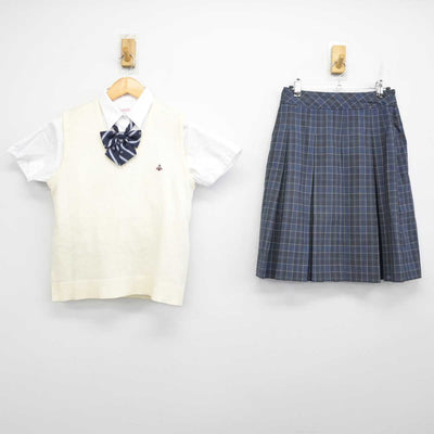 【中古】京都府 大谷中学・高等学校 女子制服 4点 (ニットベスト・シャツ・スカート) sf074479