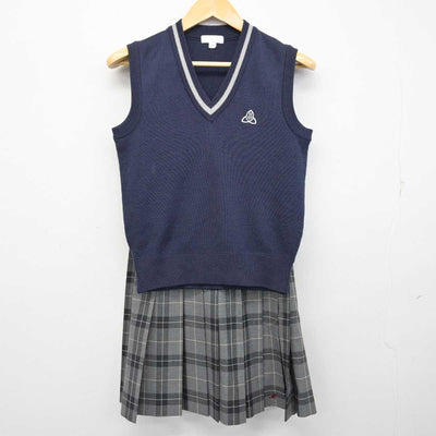 【中古】京都府 桃山高等学校 女子制服 2点 (ニットベスト・スカート) sf074482