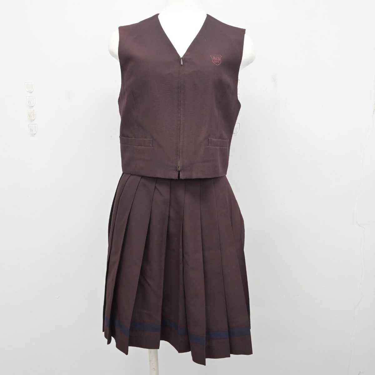 【中古】群馬県 共愛学園中学校・高等学校 女子制服 2点 (ベスト・スカート) sf074493