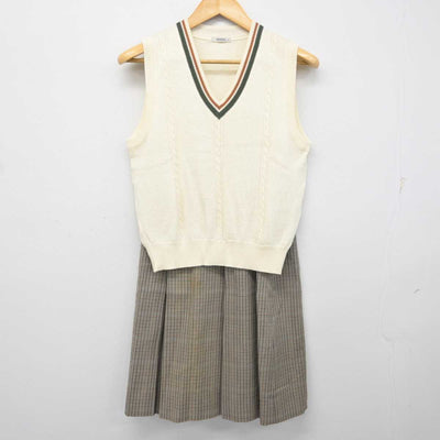 【中古】長崎県 長崎商業高等学校 女子制服 2点 (ニットベスト・スカート) sf074495