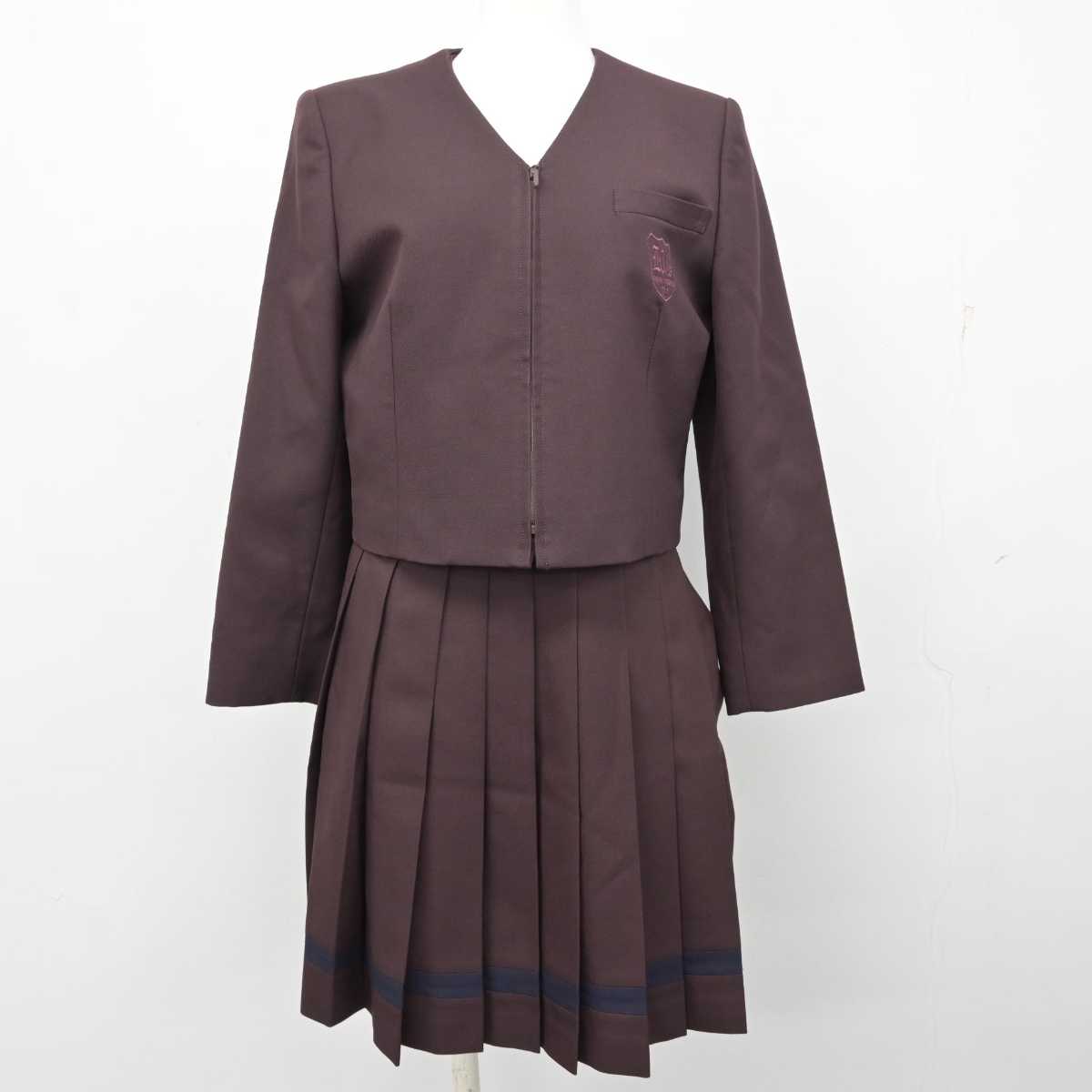 【中古】群馬県 共愛学園中学校・高等学校 女子制服 3点 (ブレザー・ベスト・スカート) sf074497