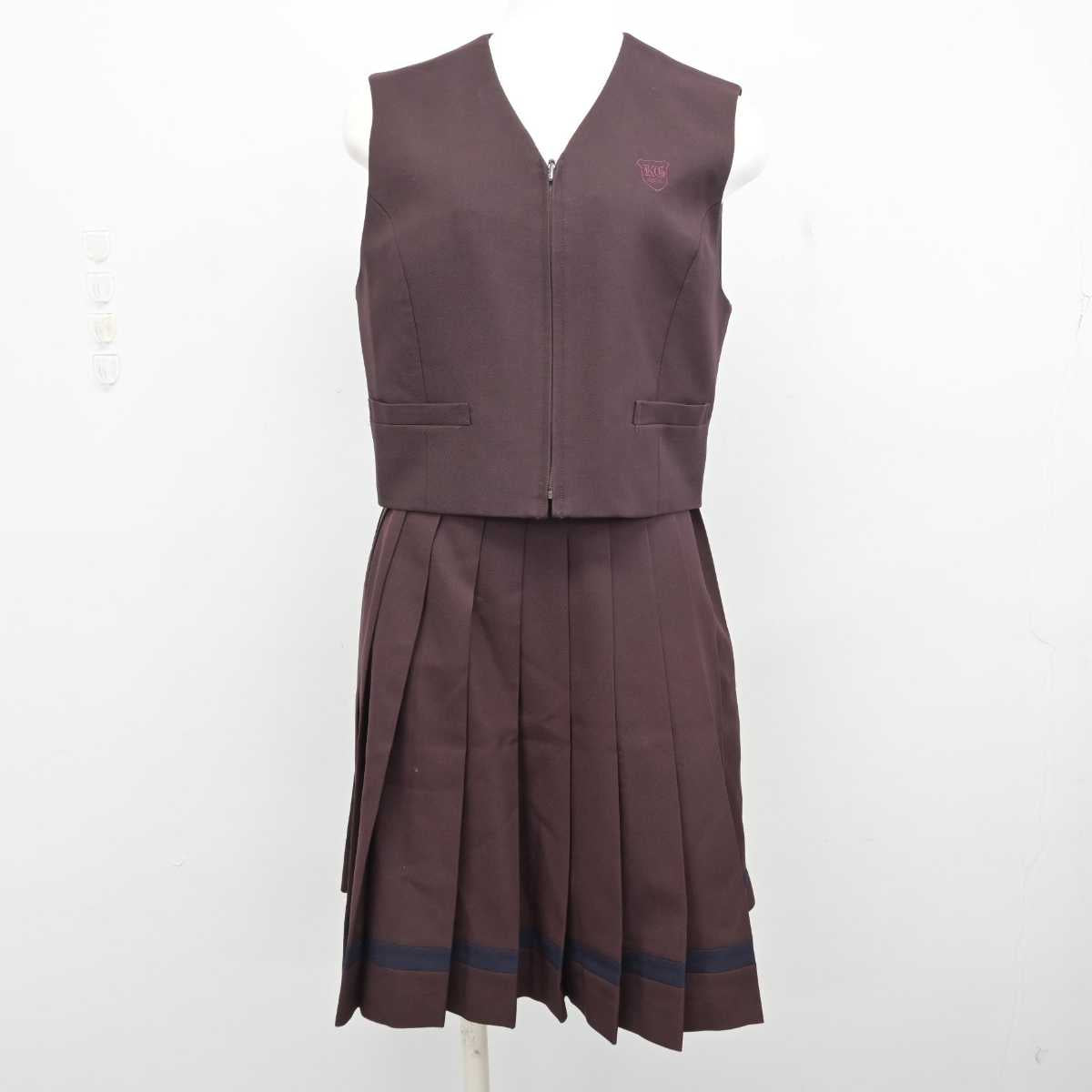 【中古】群馬県 共愛学園中学校・高等学校 女子制服 3点 (ニット・ベスト・スカート) sf074504