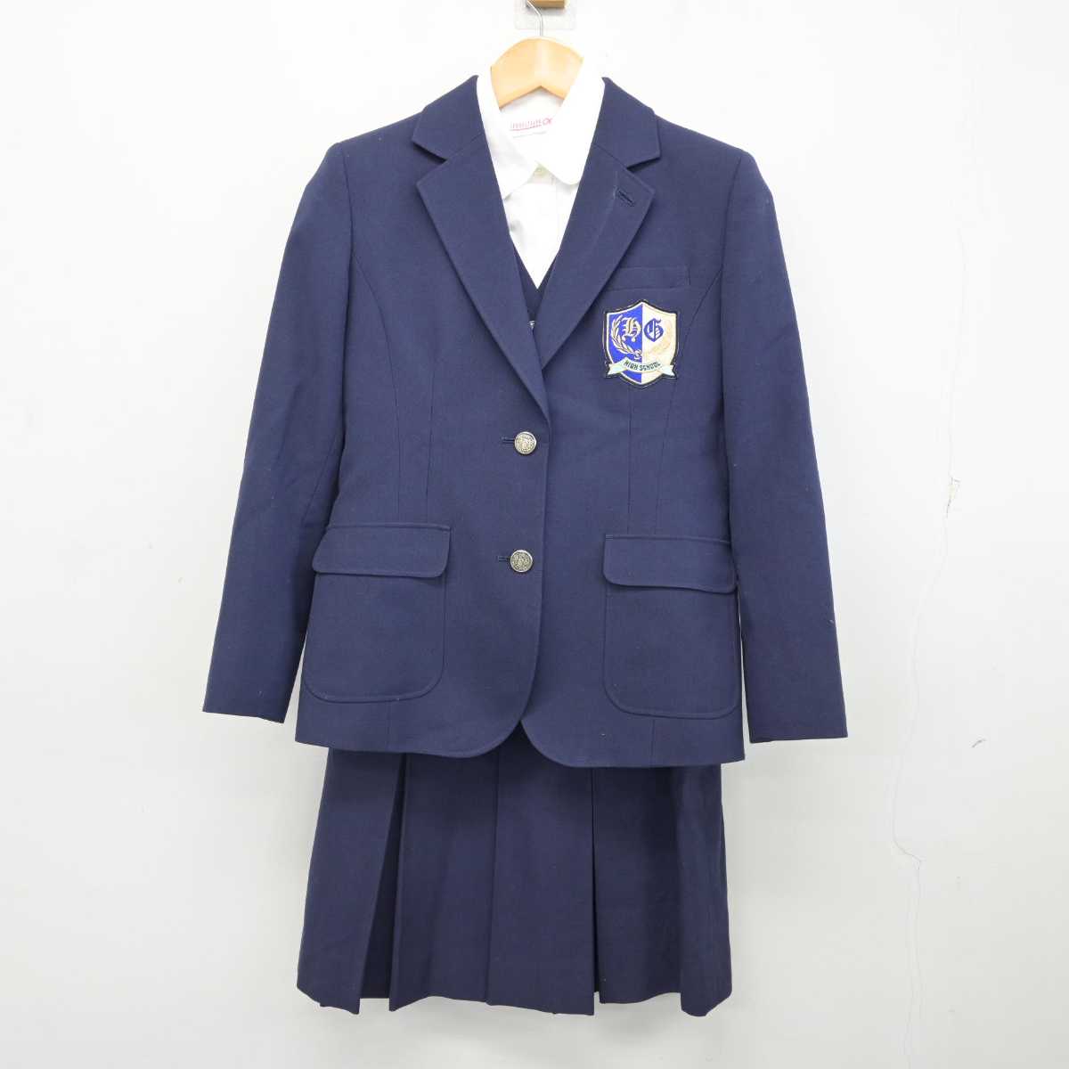 【中古】神奈川県 平塚学園高等学校 女子制服 4点 (ブレザー・ベスト・シャツ・スカート) sf074683