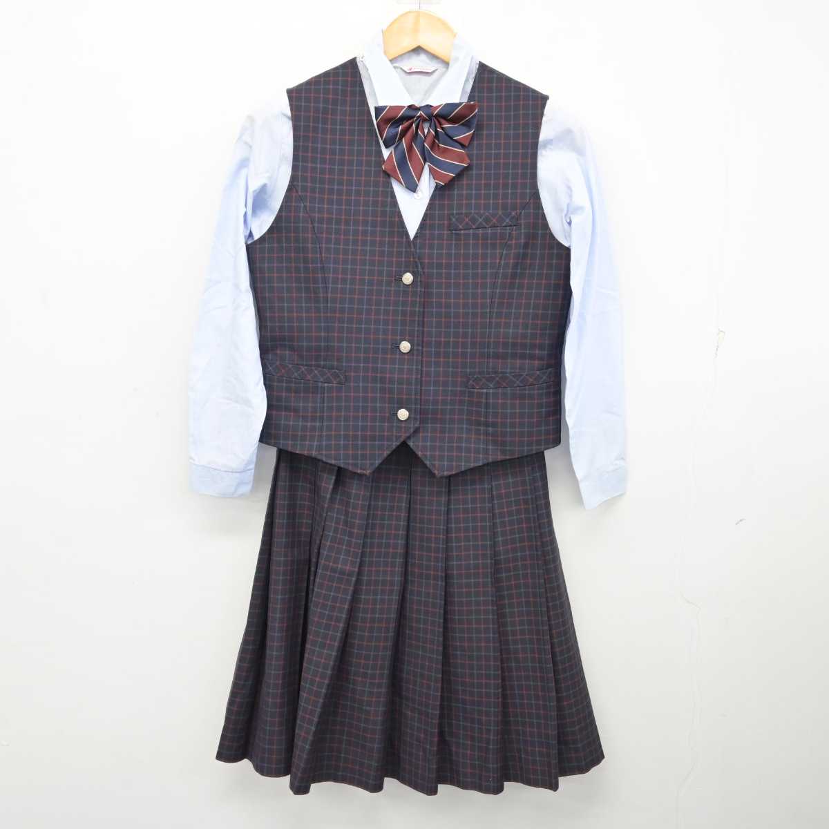 【中古】高知県 山田高等学校 女子制服 5点 (ブレザー・ベスト・シャツ・スカート) sf074686