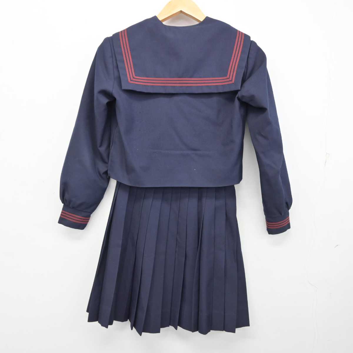 【中古】滋賀県 水口中学校 女子制服 3点 (セーラー服・スカート) sf074693