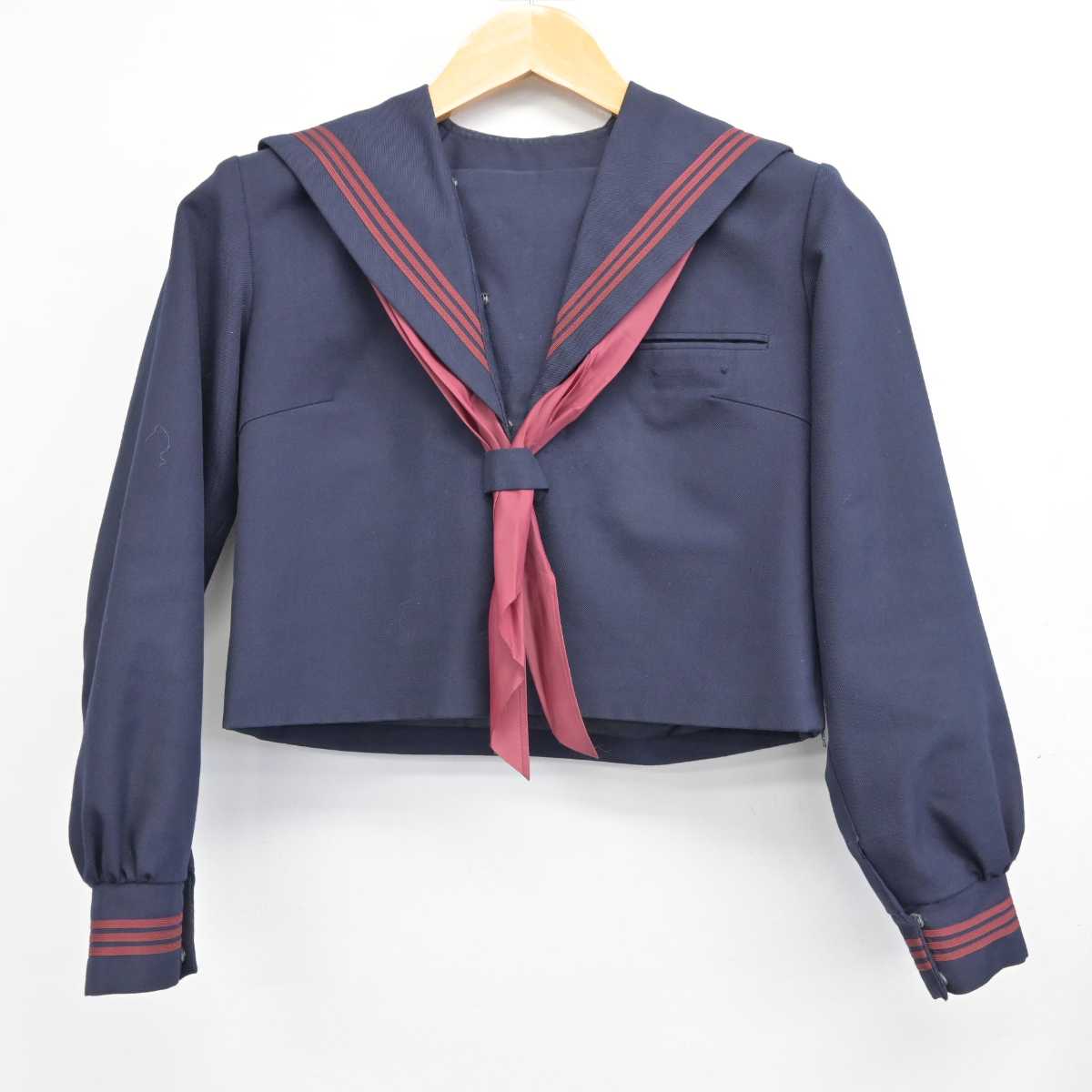 【中古】滋賀県 水口中学校 女子制服 3点 (セーラー服・スカート) sf074693