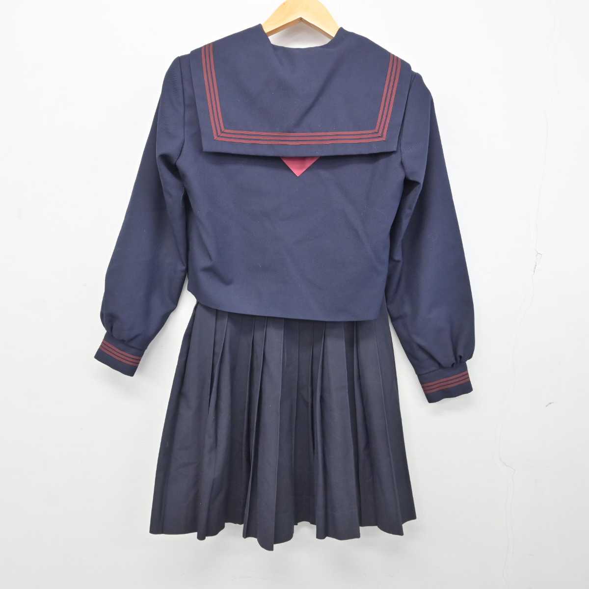 【中古】滋賀県 水口中学校 女子制服 3点 (セーラー服・スカート) sf074694