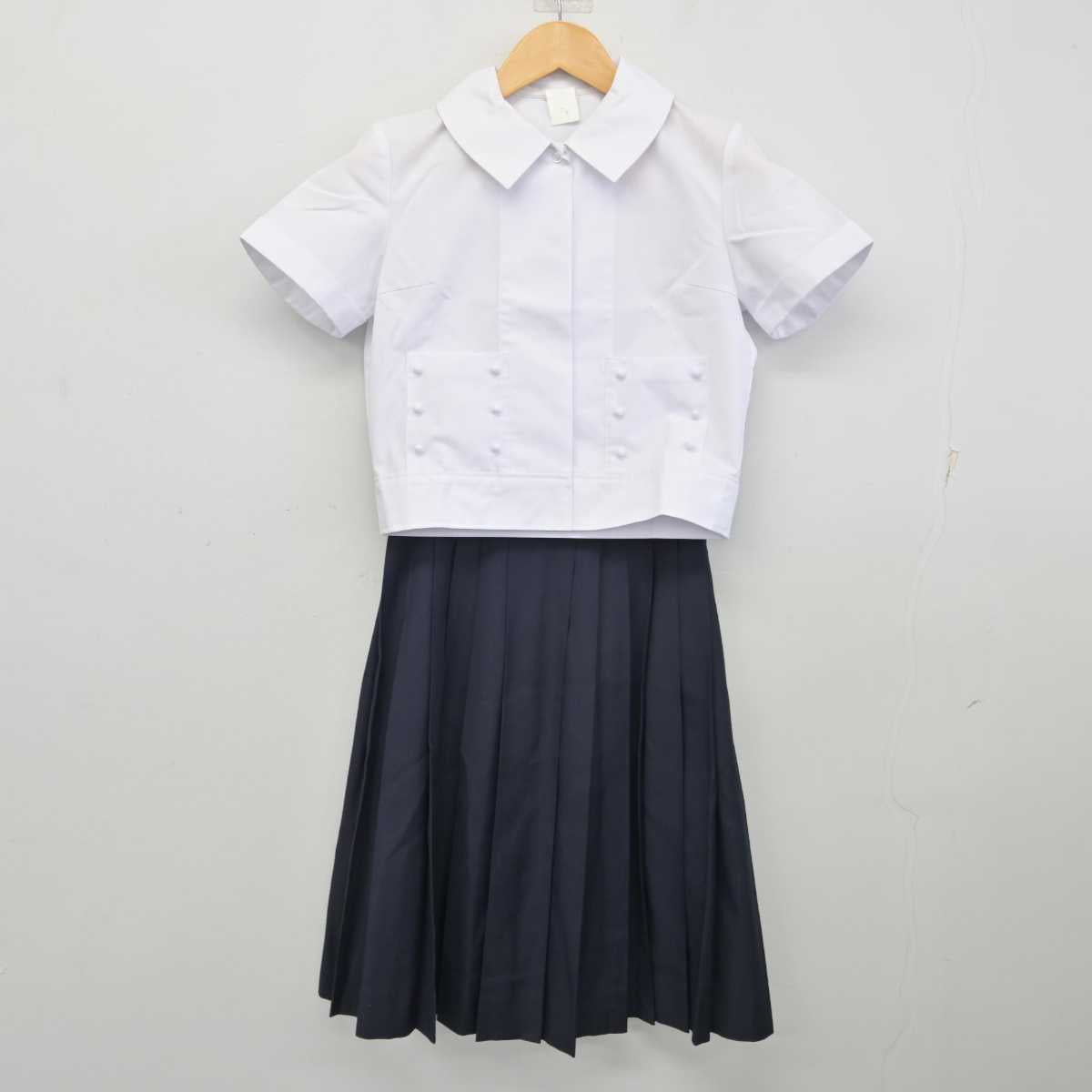 【中古】奈良県 帝塚山中学校 女子制服 3点 (シャツ・スカート) sf074701