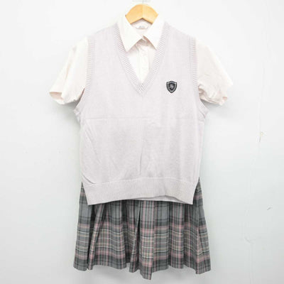 【中古】福岡県 大和青藍高等学校 女子制服 3点 (ニットベスト・シャツ・スカート) sf074707