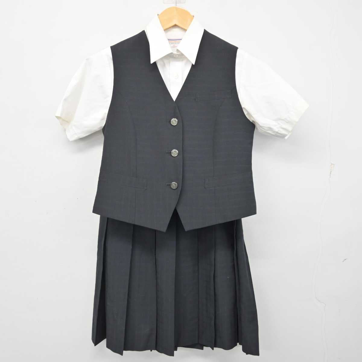 【中古】埼玉県 栄東中学・高等学校 女子制服 3点 (ベスト・シャツ・スカート) sf074732