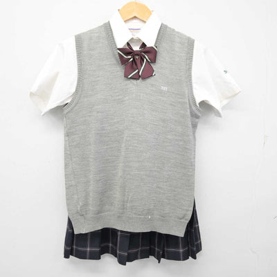 【中古】埼玉県 栄東中学・高等学校 女子制服 4点 (ニットベスト・シャツ・スカート) sf074733