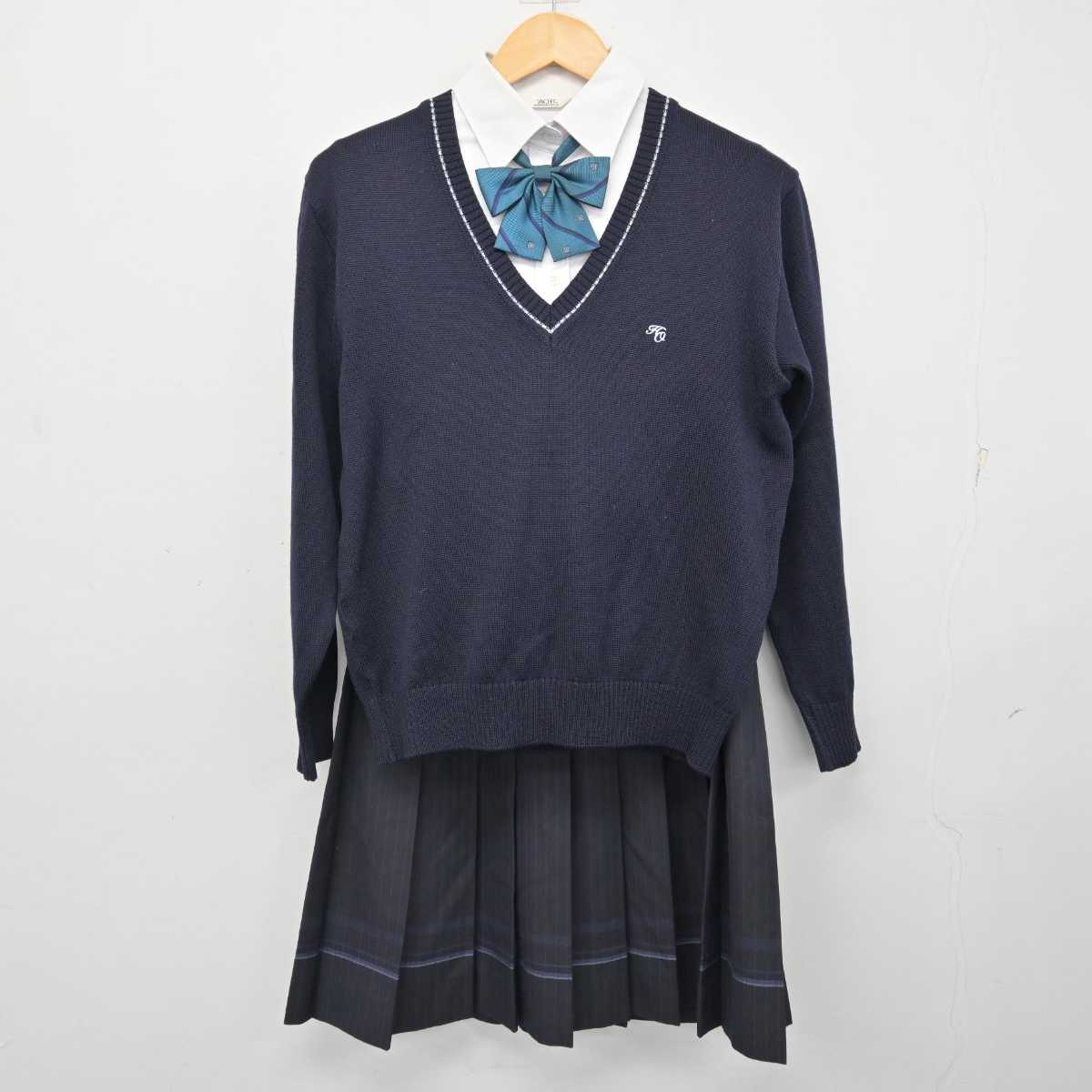 【中古】大阪府 東大谷高等学校 女子制服 5点 (ブレザー・ニット・シャツ・スカート) sf074745