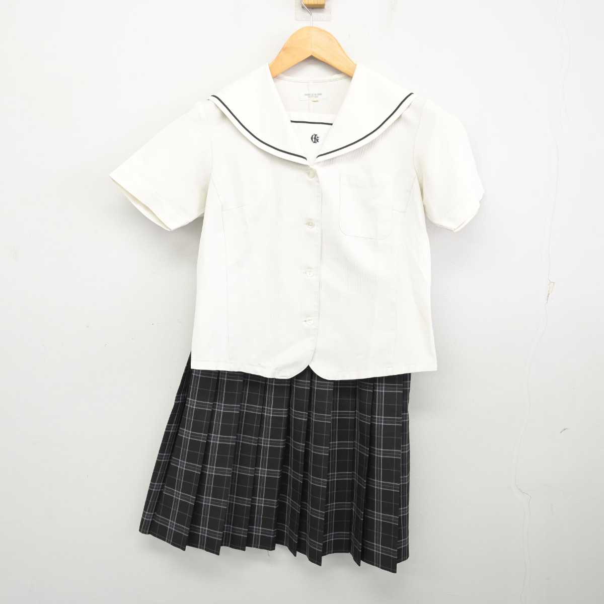 【中古】福島県 学校法人石川高等学校 女子制服 2点 (セーラー服・スカート) sf074802