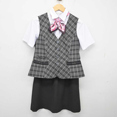 【中古】 事務服 女子制服 5点 (ベスト・シャツ・スカート) sf074820