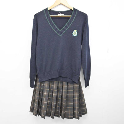 【中古】福岡県 九州産業大学付属九州高等学校 女子制服 3点 (ブレザー・ニット・スカート) sf074887