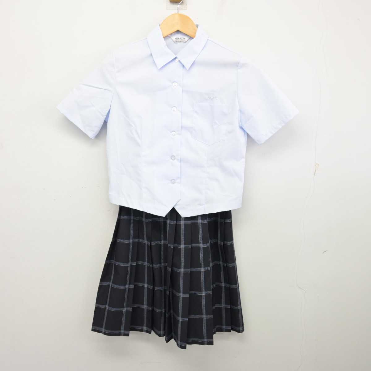 【中古】熊本県  文徳中学校・高等学校 女子制服 4点 (シャツ・スカート) sf074951