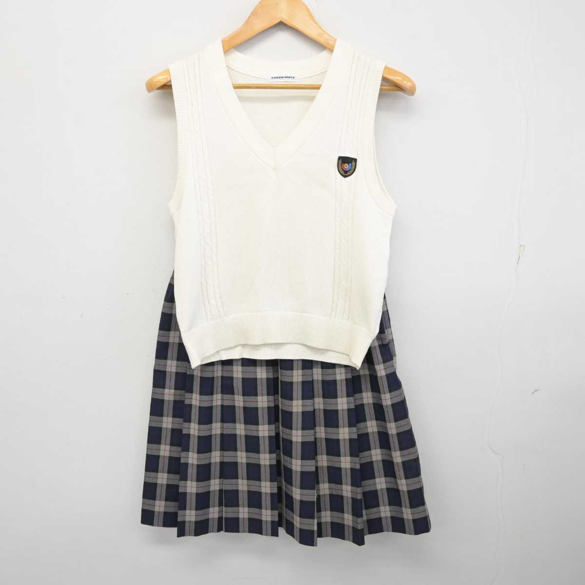 【中古】東京都 順天中学校・高等学校 女子制服 3点 (ニットベスト・スカート) sf074971