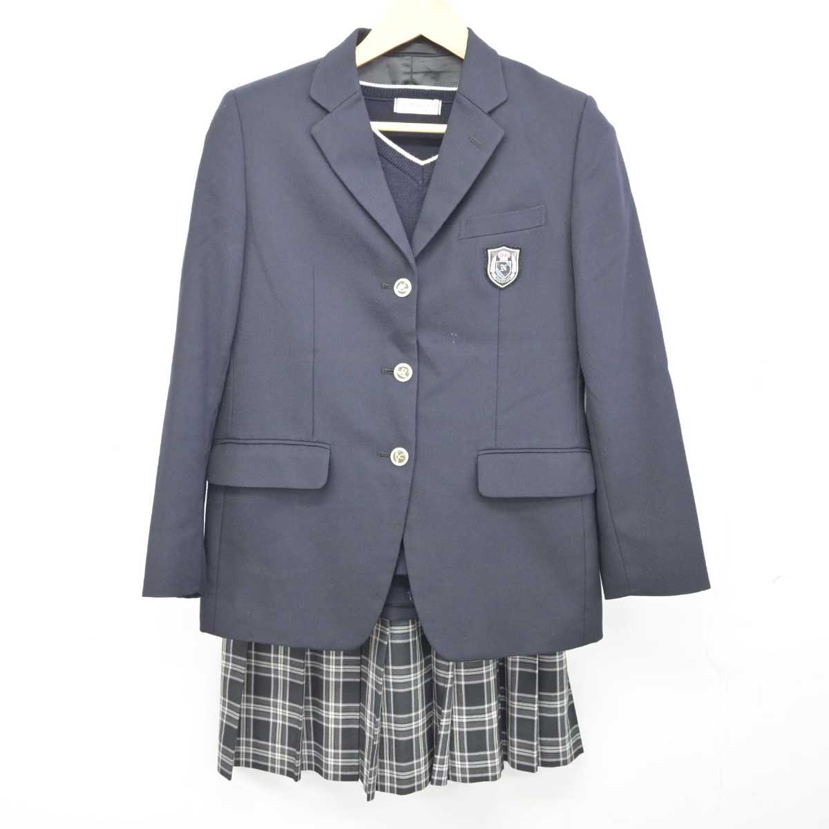 【中古】埼玉県 滑川総合高等学校 女子制服 3点 (ブレザー・ニット・スカート) sf074993