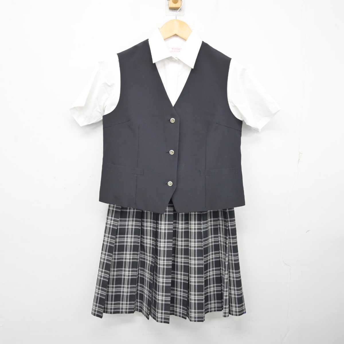 【中古】埼玉県 滑川総合高等学校 女子制服 3点 (ベスト・シャツ・スカート) sf074994