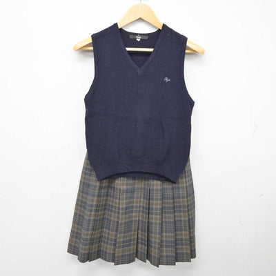 【中古】東京都 ?友学園女子中学高等学校 女子制服 2点 (ニットベスト・スカート) sf074997