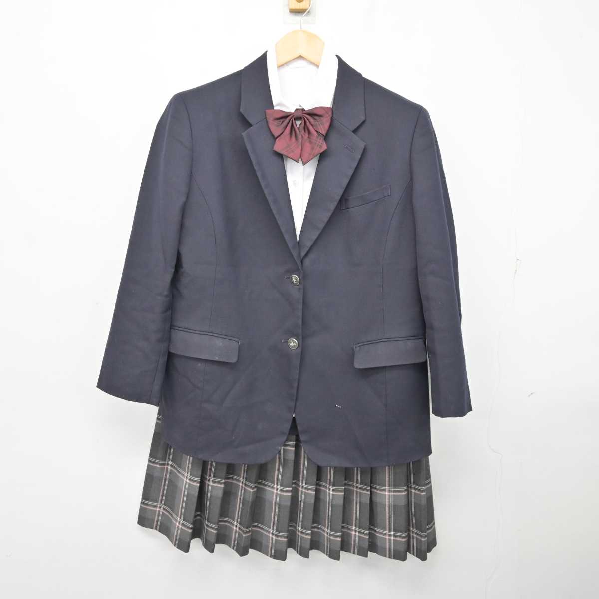 【中古】熊本県 球磨中央高等学校 女子制服 5点 (ブレザー・ニット・シャツ・スカート) sf075002