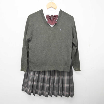 【中古】熊本県 球磨中央高等学校 女子制服 5点 (ブレザー・ニット・シャツ・スカート) sf075002