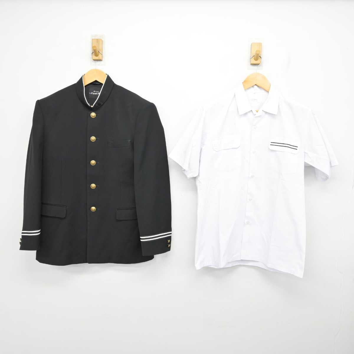 【中古】熊本県 人吉市立第二中学校 男子制服 3点 (学ラン・シャツ) sf075008