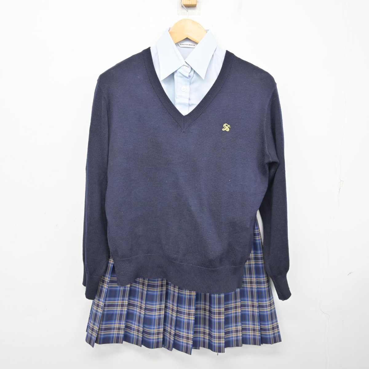 【中古】埼玉県 西武台高等学校 女子制服 3点 (ニット・シャツ・スカート) sf075025