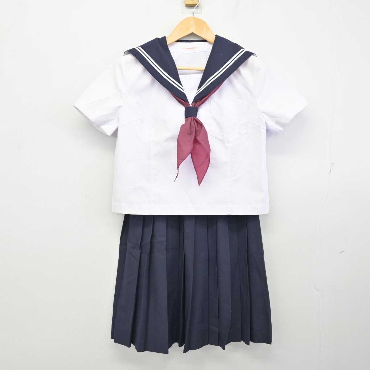 【中古】福島県 白沢中学校 女子制服 3点 (セーラー服・スカート) sf075051