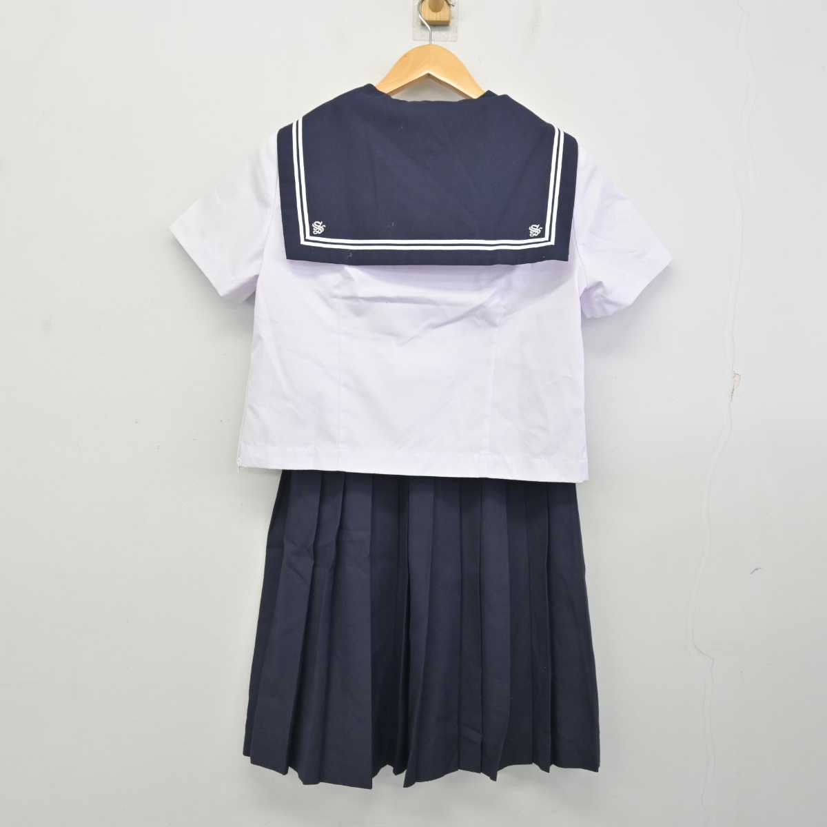 【中古】福島県 白沢中学校 女子制服 3点 (セーラー服・スカート) sf075051